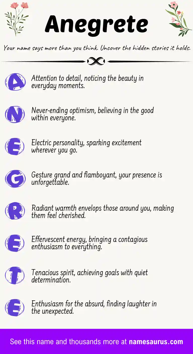 Acrostic poem about Anegrete.