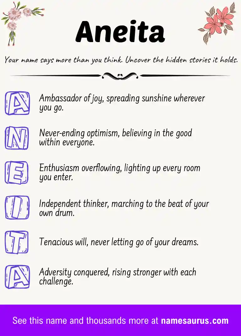 Acrostic poem about Aneita.