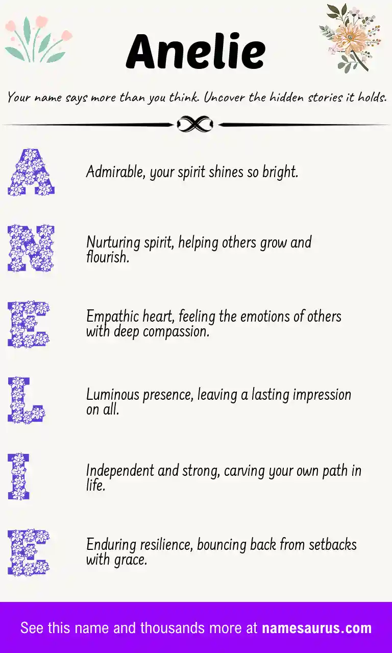 Acrostic poem about Anelie.