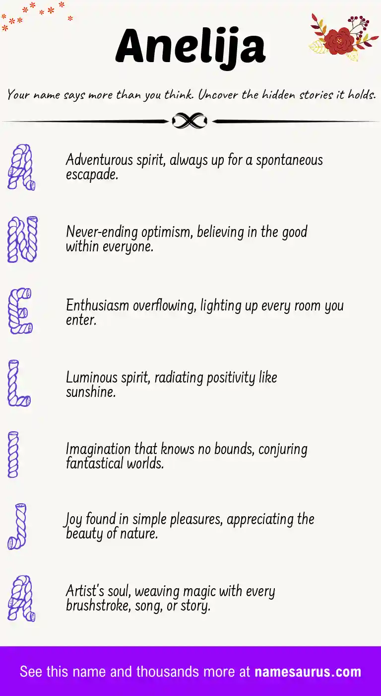 Acrostic poem about Anelija.