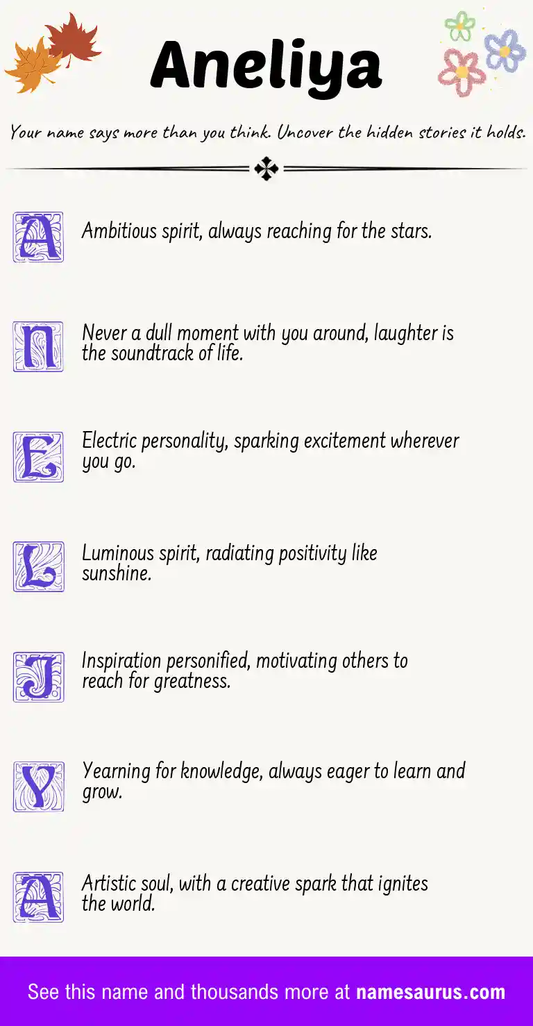 Acrostic poem about Aneliya.
