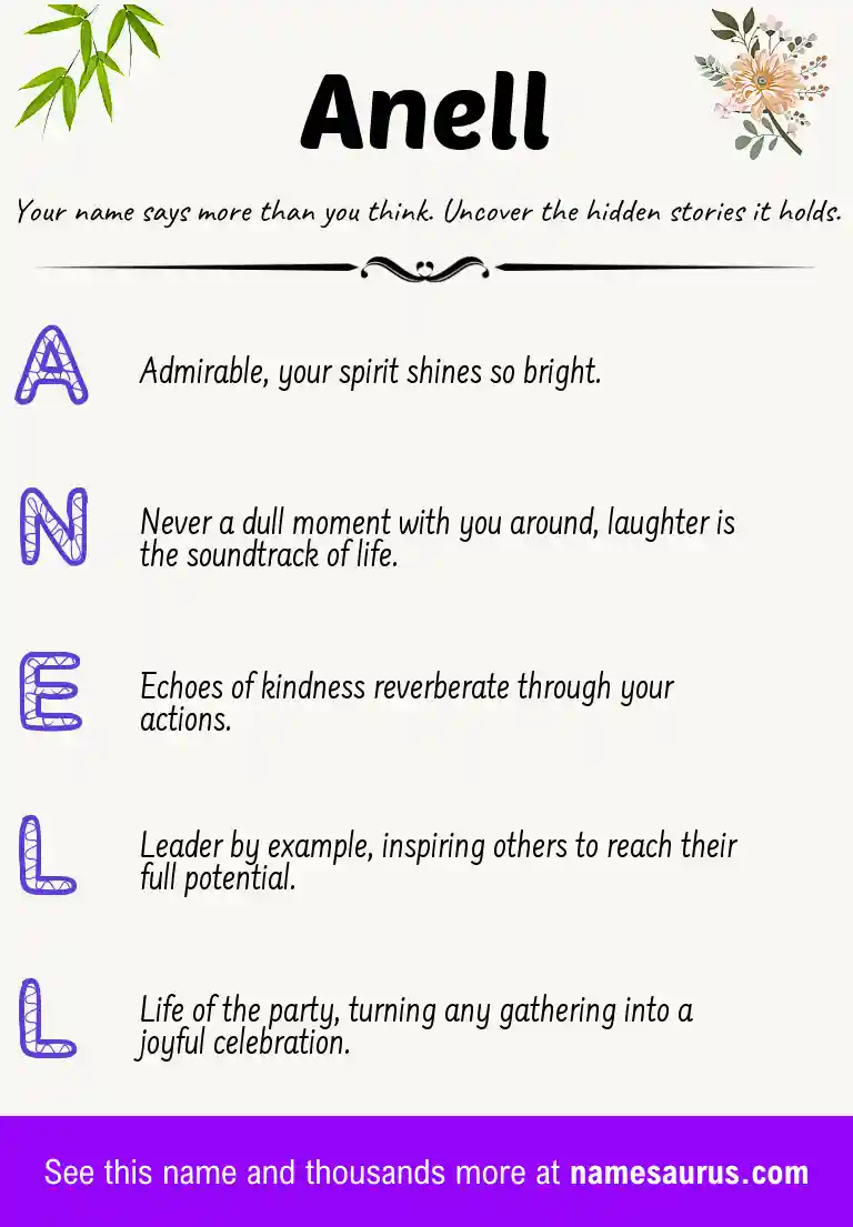 Acrostic poem about Anell.