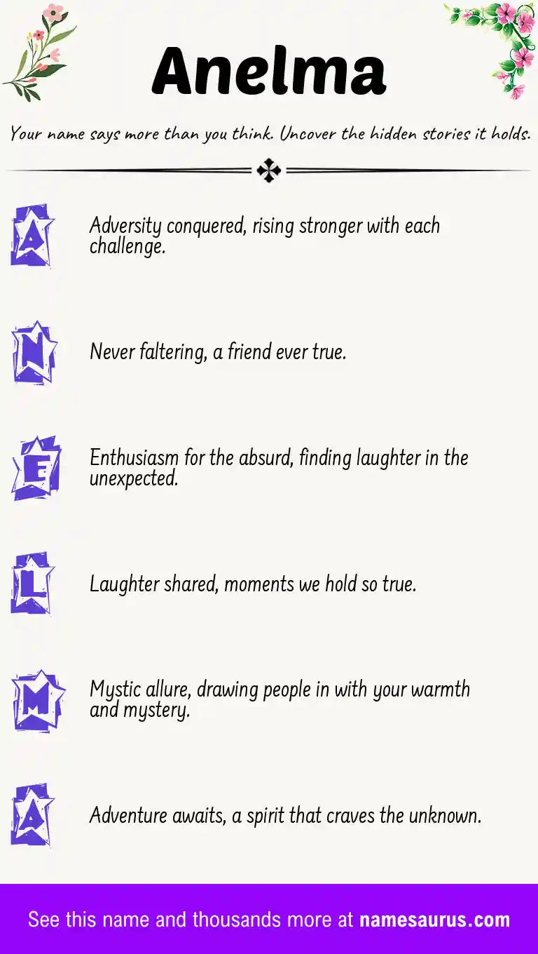 Acrostic poem about Anelma.