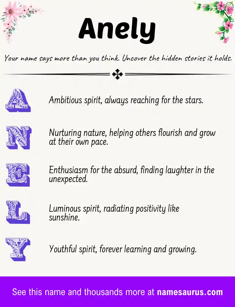 Acrostic poem about Anely.