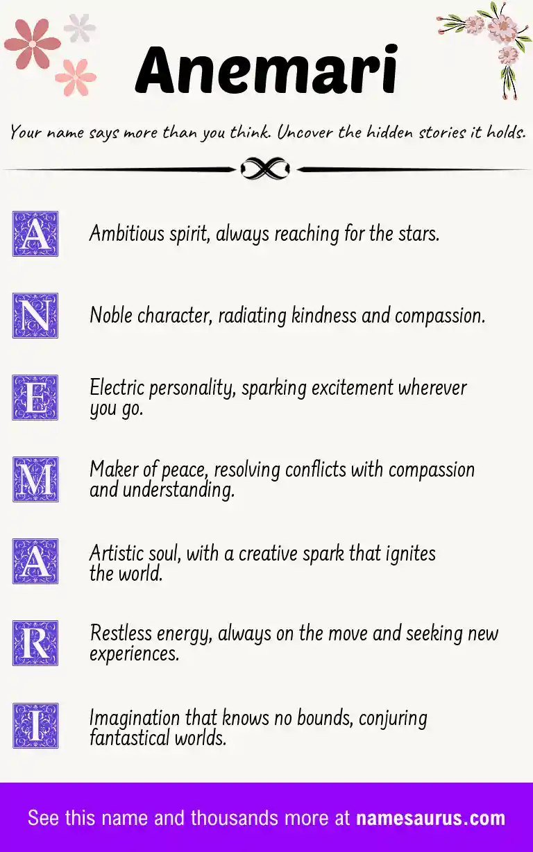 Acrostic poem about Anemari.