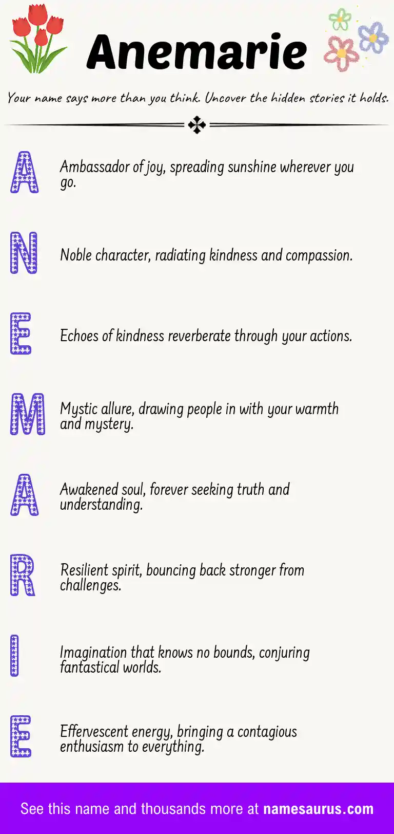 Acrostic poem about Anemarie.
