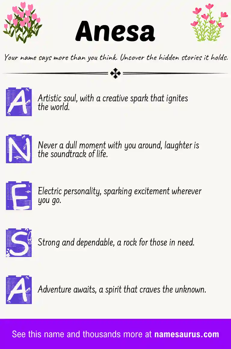 Acrostic poem about Anesa.