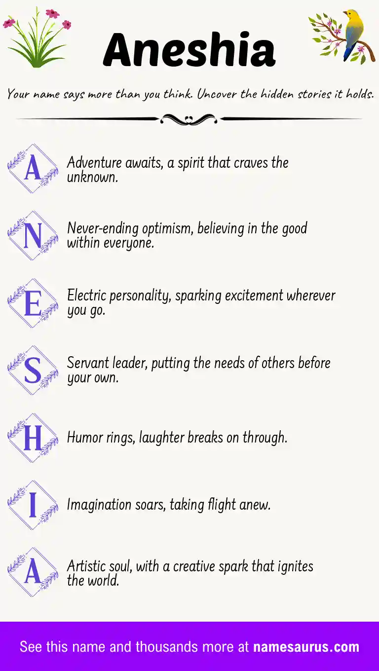 Acrostic poem about Aneshia.