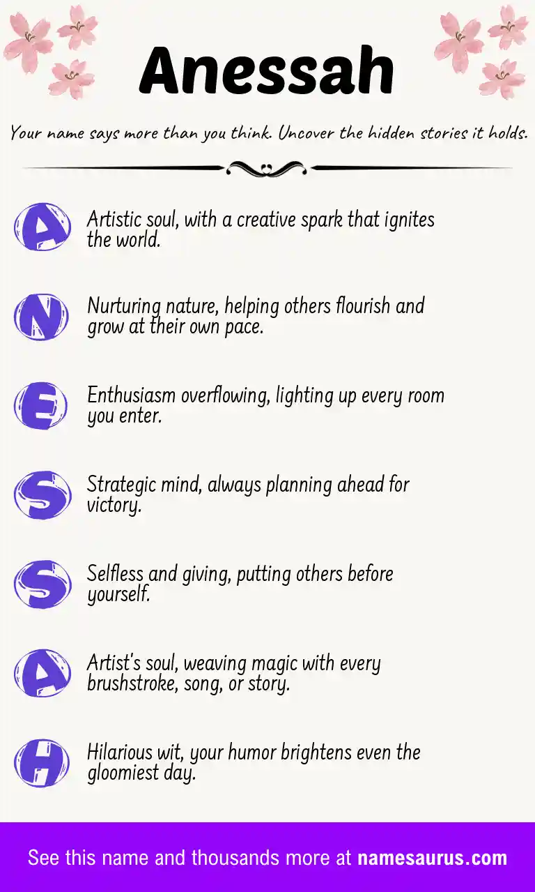 Acrostic poem about Anessah.