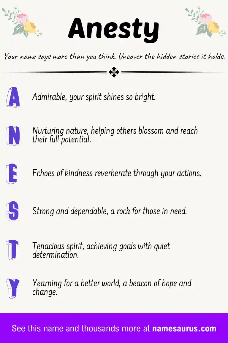 Acrostic poem about Anesty.