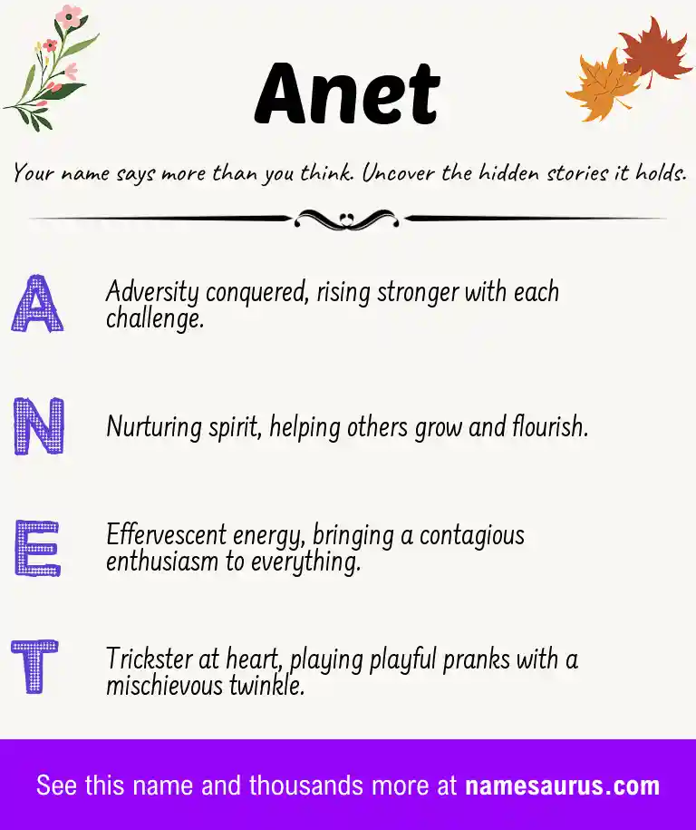 Acrostic poem about Anet.