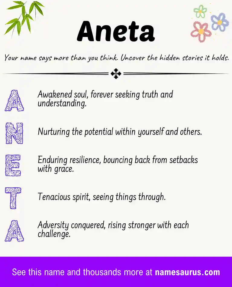 Acrostic poem about Aneta.