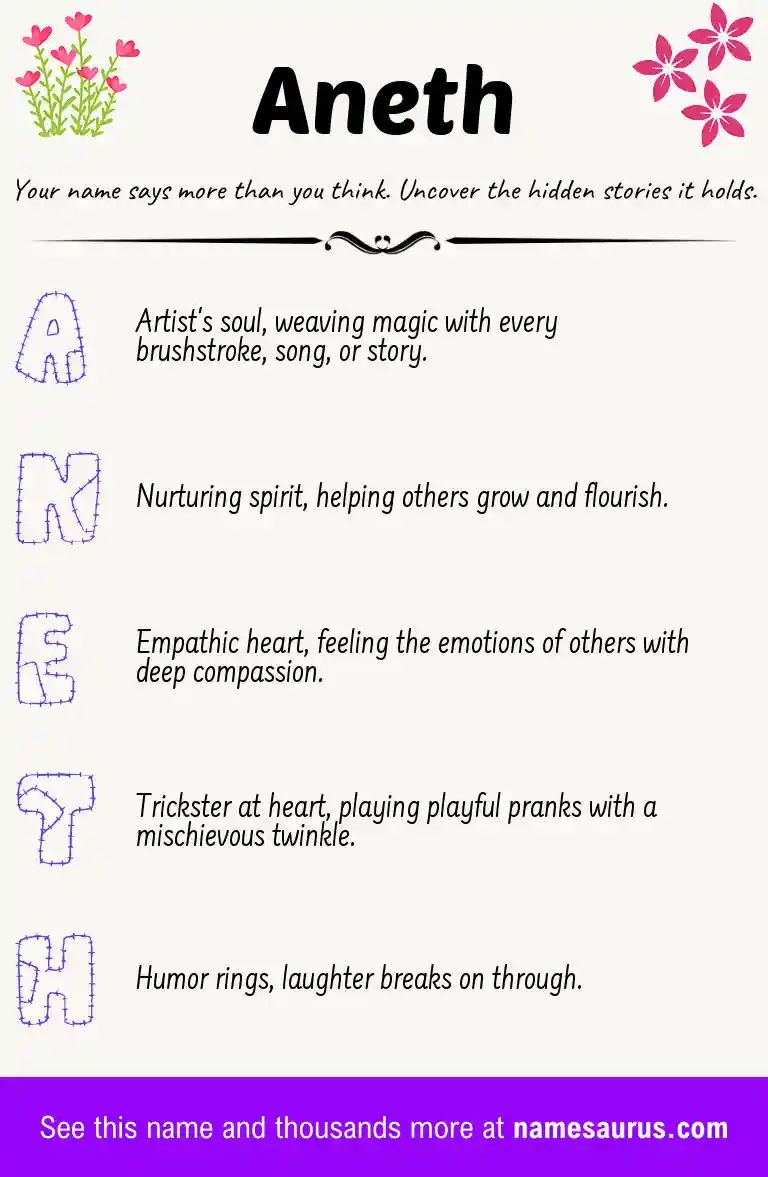 Acrostic poem about Aneth.