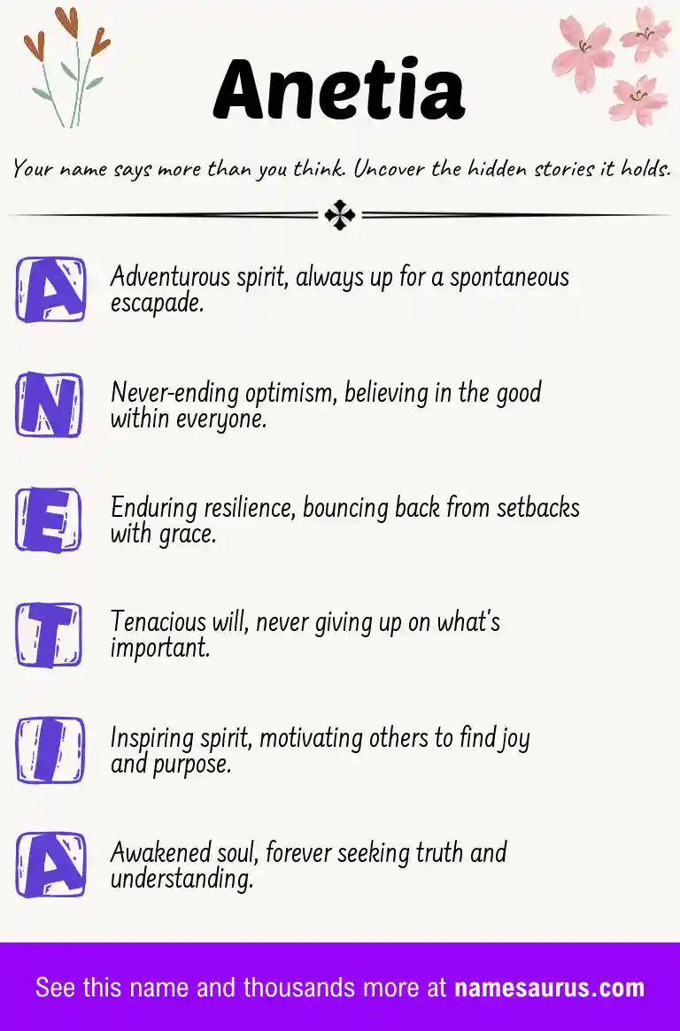 Acrostic poem about Anetia.