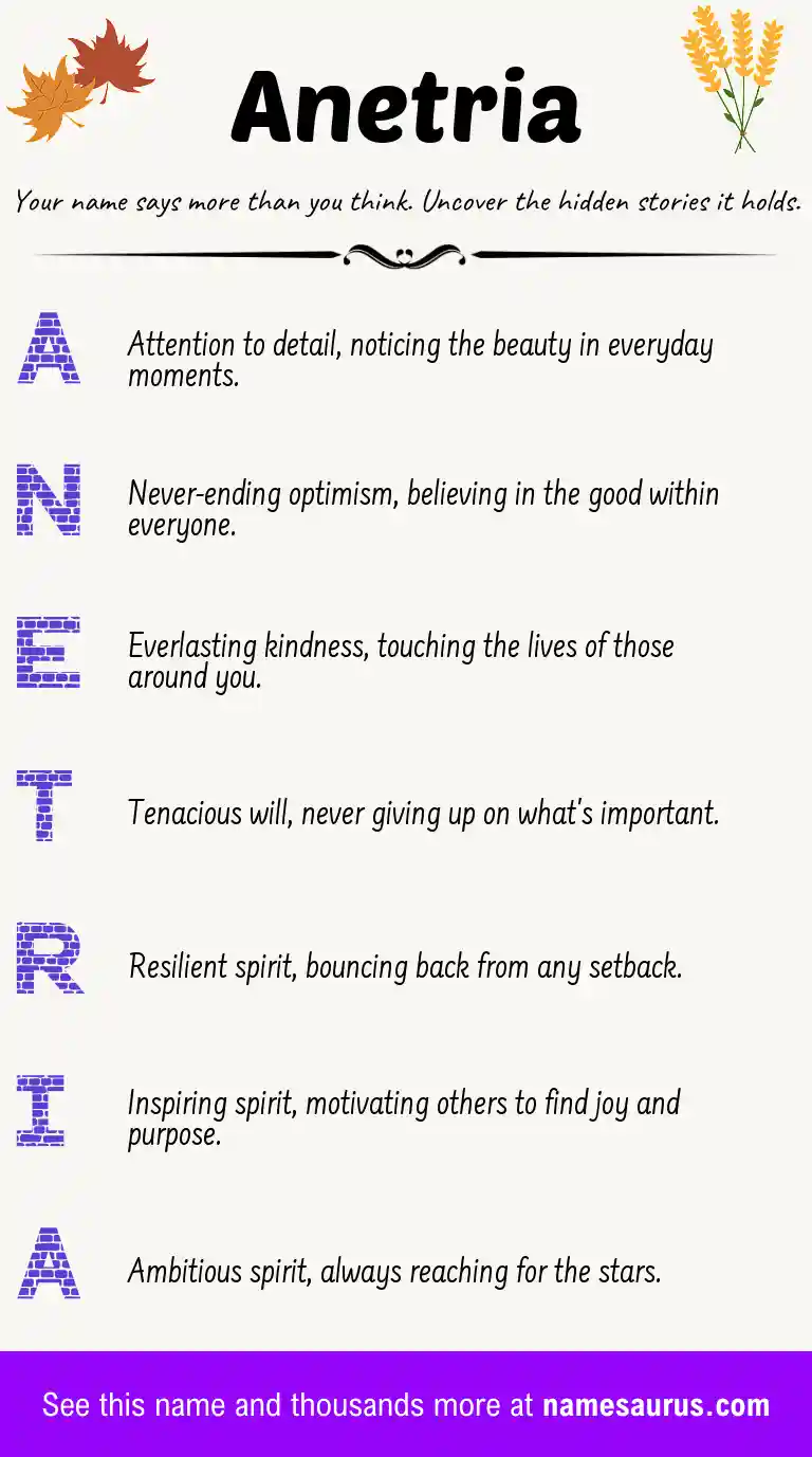 Acrostic poem about Anetria.