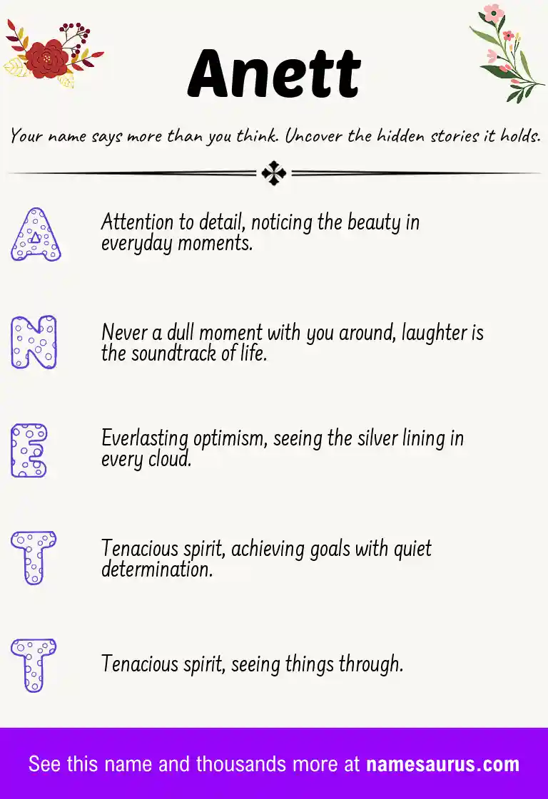 Acrostic poem about Anett.