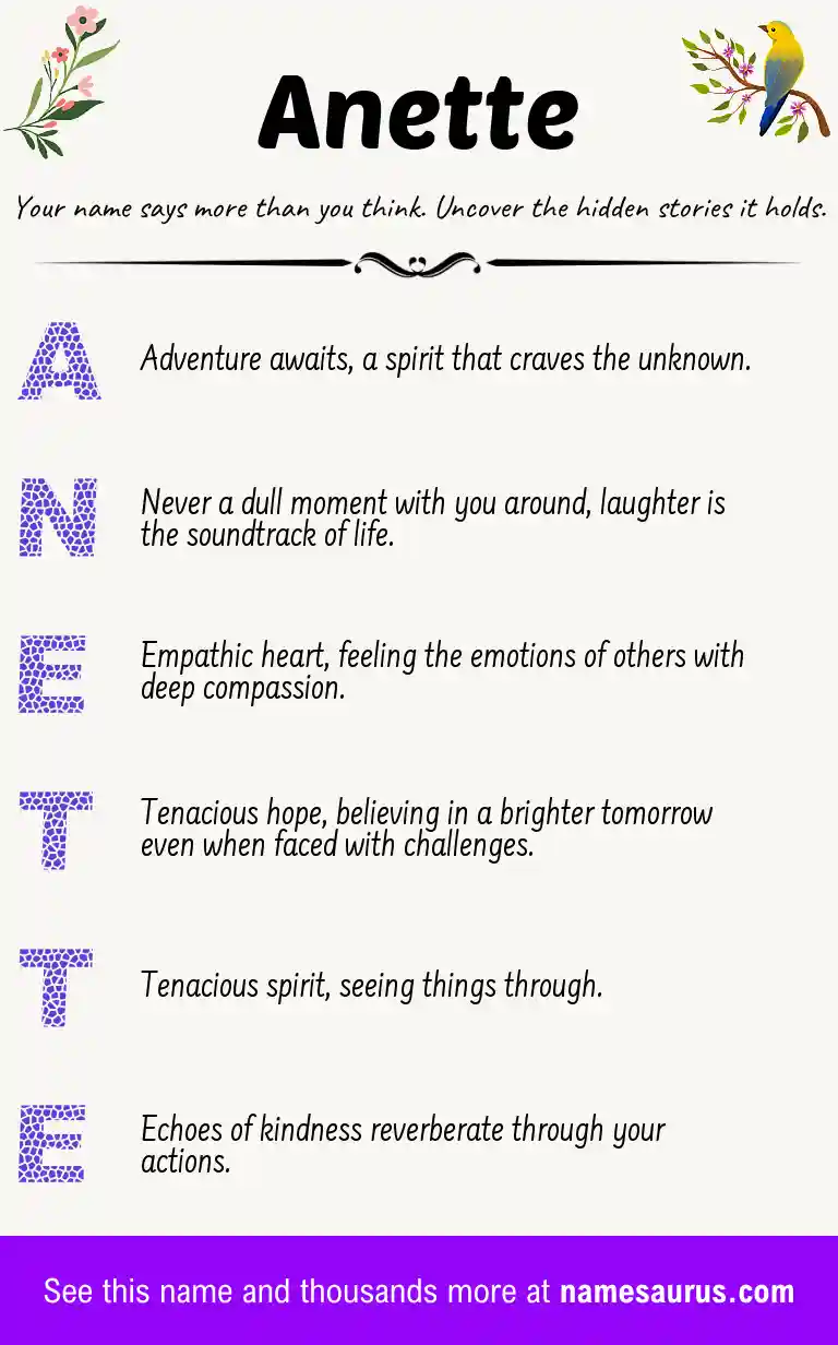 Acrostic poem about Anette.