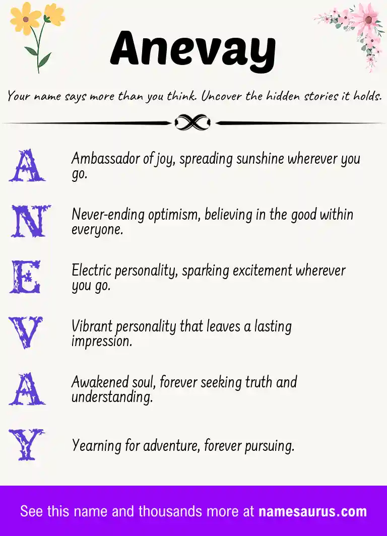Acrostic poem about Anevay.