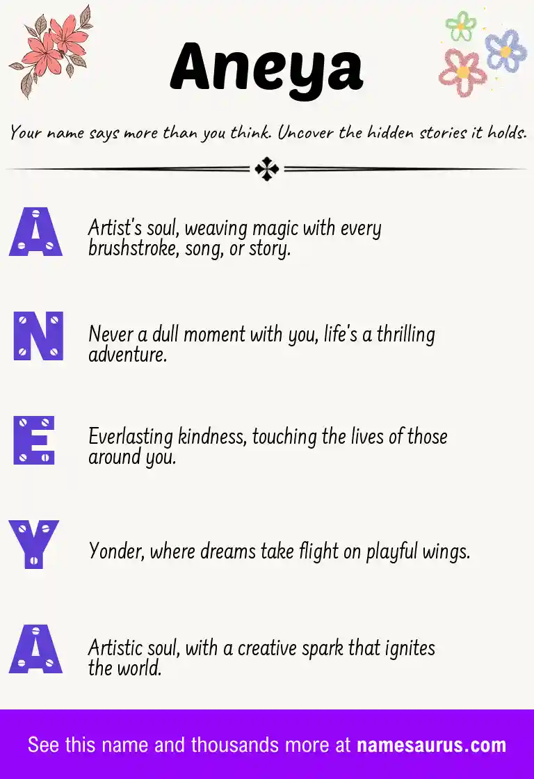 Acrostic poem about Aneya.