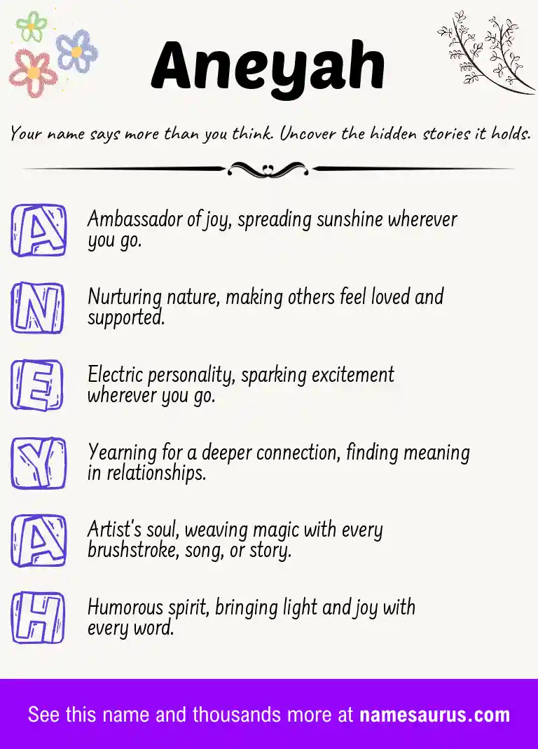 Acrostic poem about Aneyah.