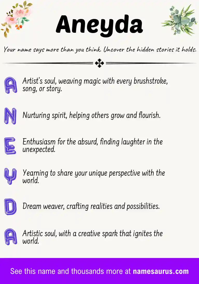 Acrostic poem about Aneyda.