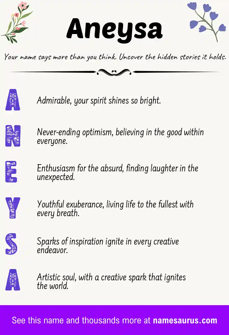 Acrostic poem about Aneysa.