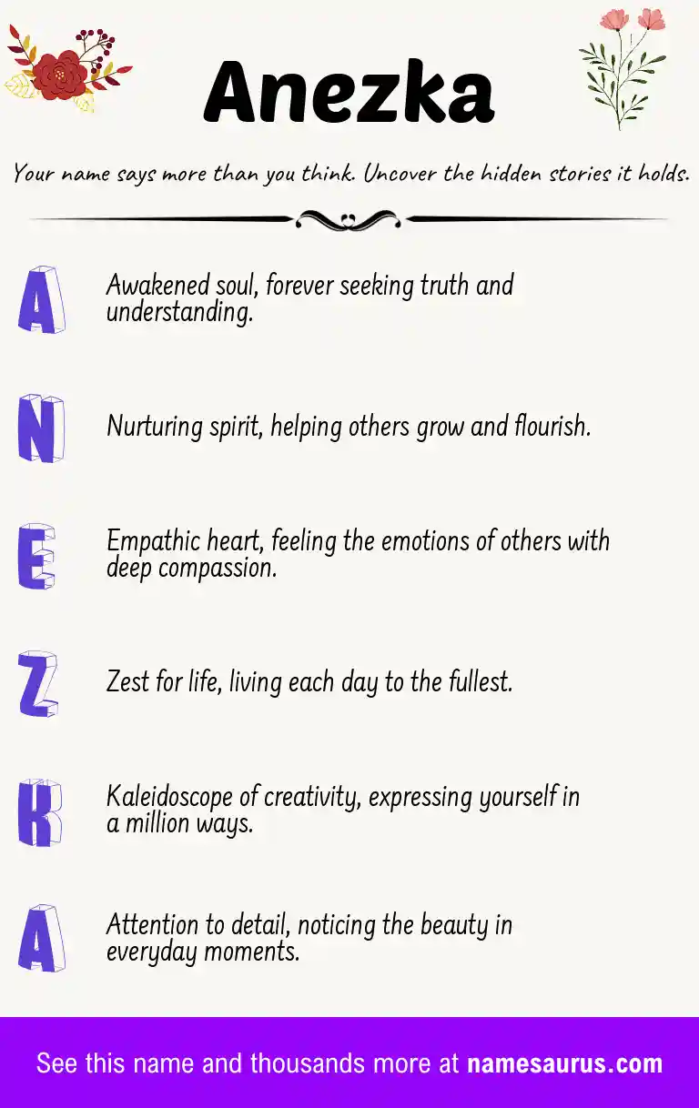 Acrostic poem about Anezka.