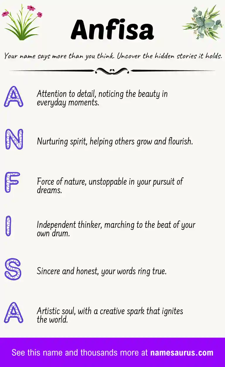 Acrostic poem about Anfisa.