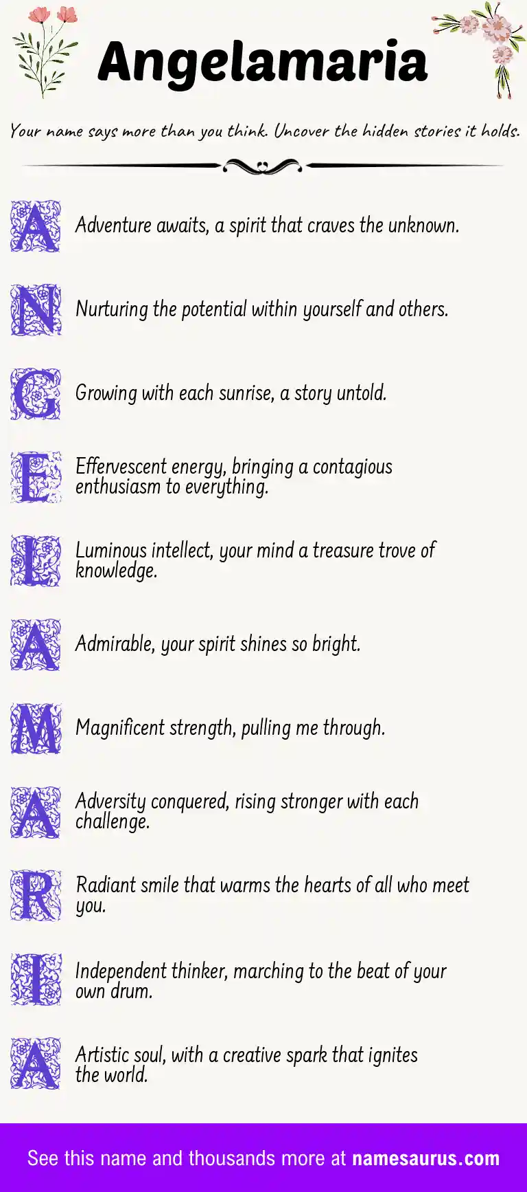 Acrostic poem about Angelamaria.