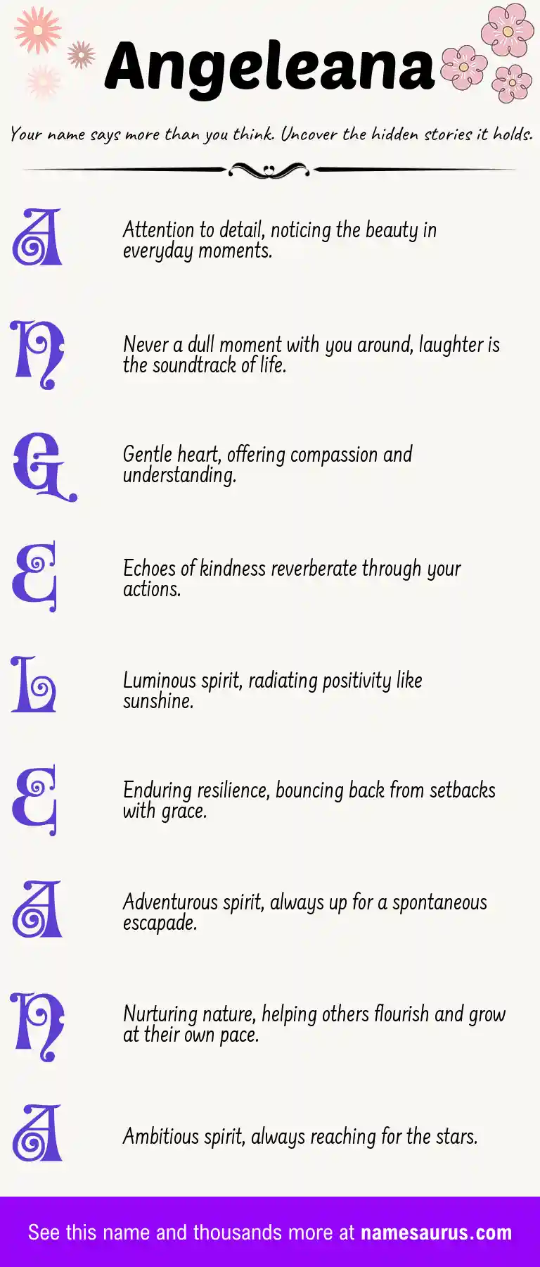 Acrostic poem about Angeleana.