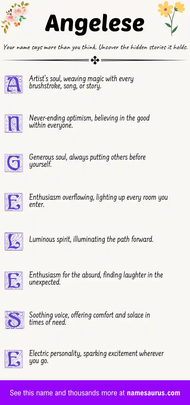 Acrostic poem about Angelese.