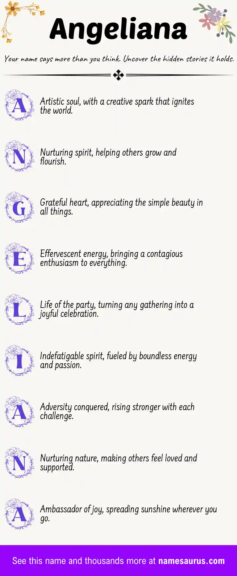 Acrostic poem about Angeliana.