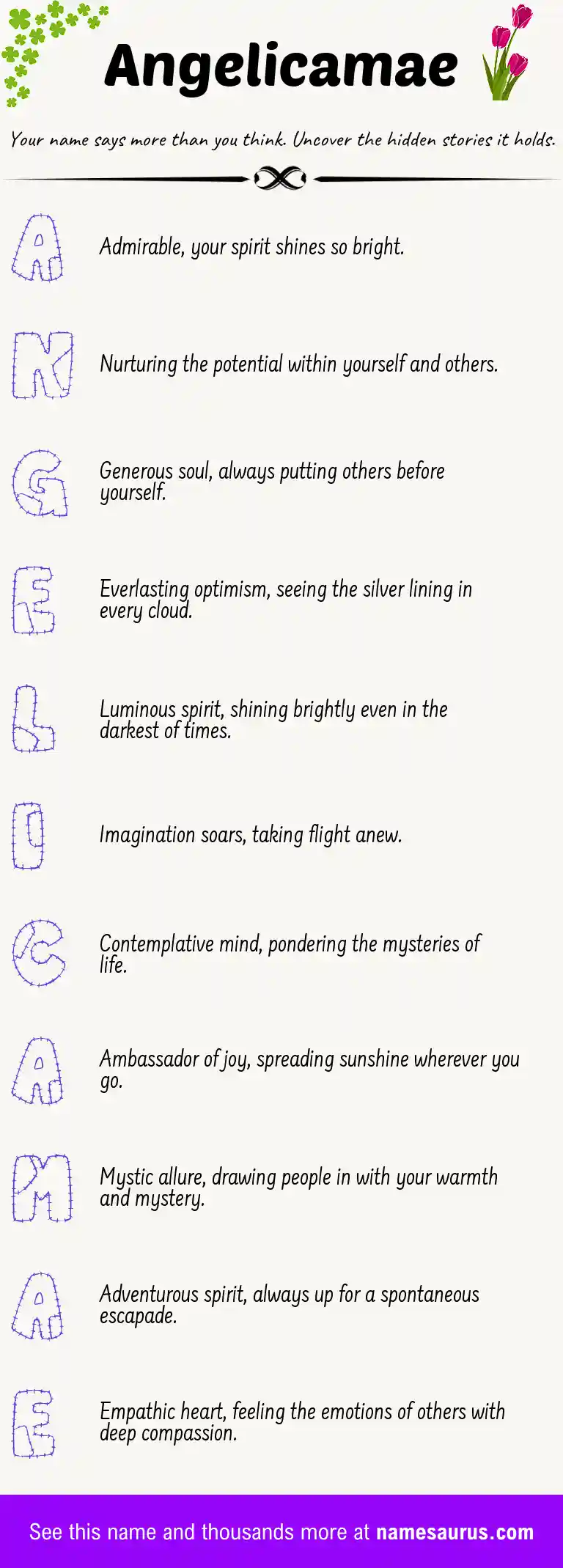 Acrostic poem about Angelicamae.