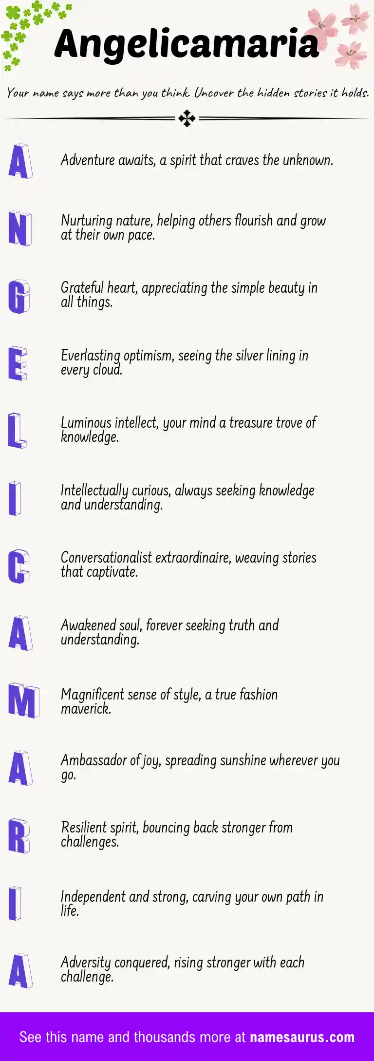 Acrostic poem about Angelicamaria.