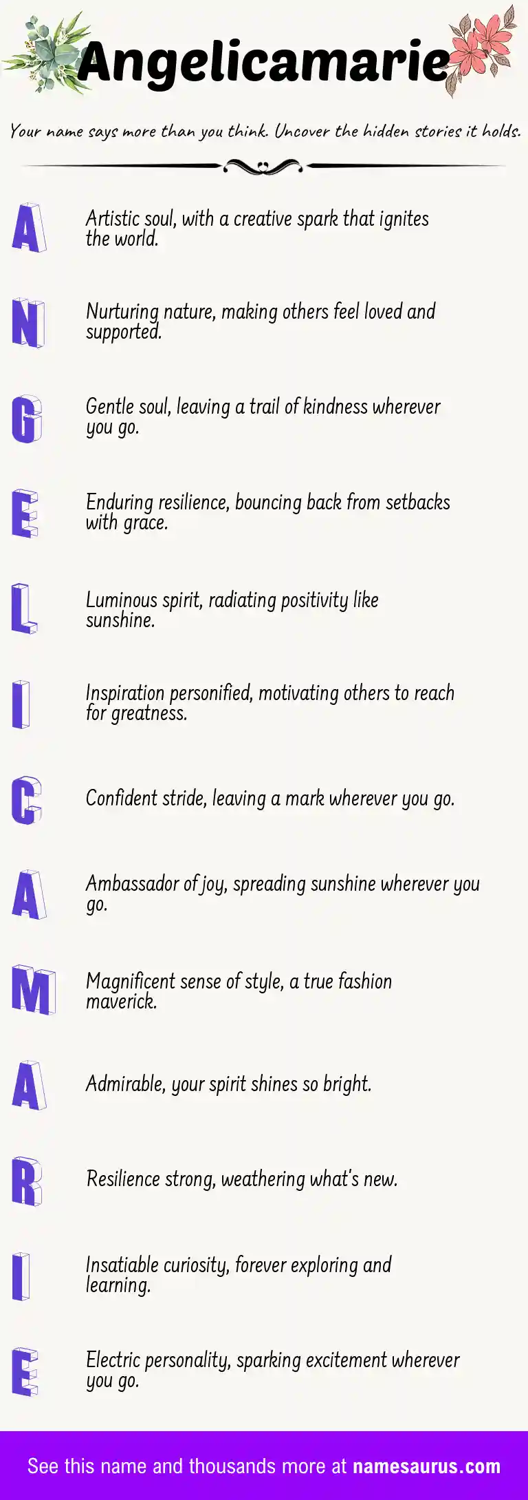 Acrostic poem about Angelicamarie.