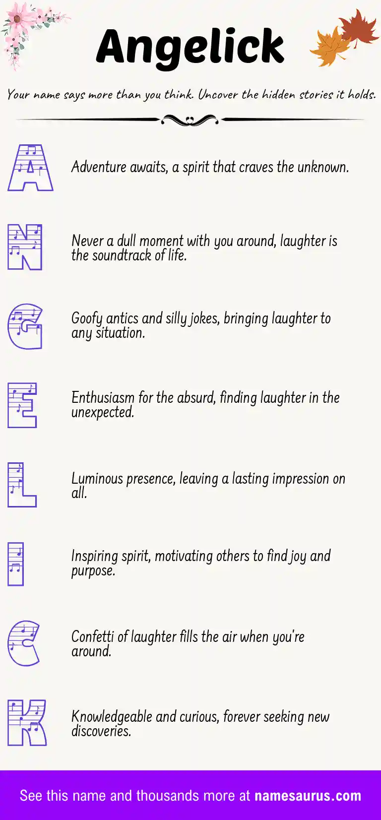 Acrostic poem about Angelick.