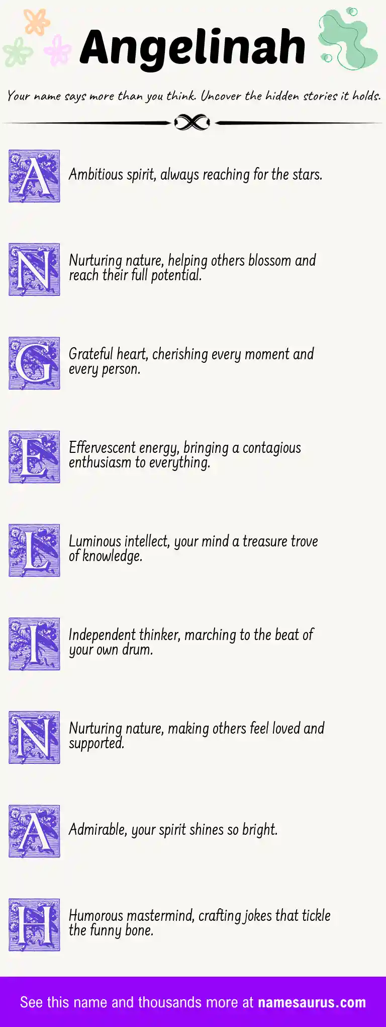 Acrostic poem about Angelinah.