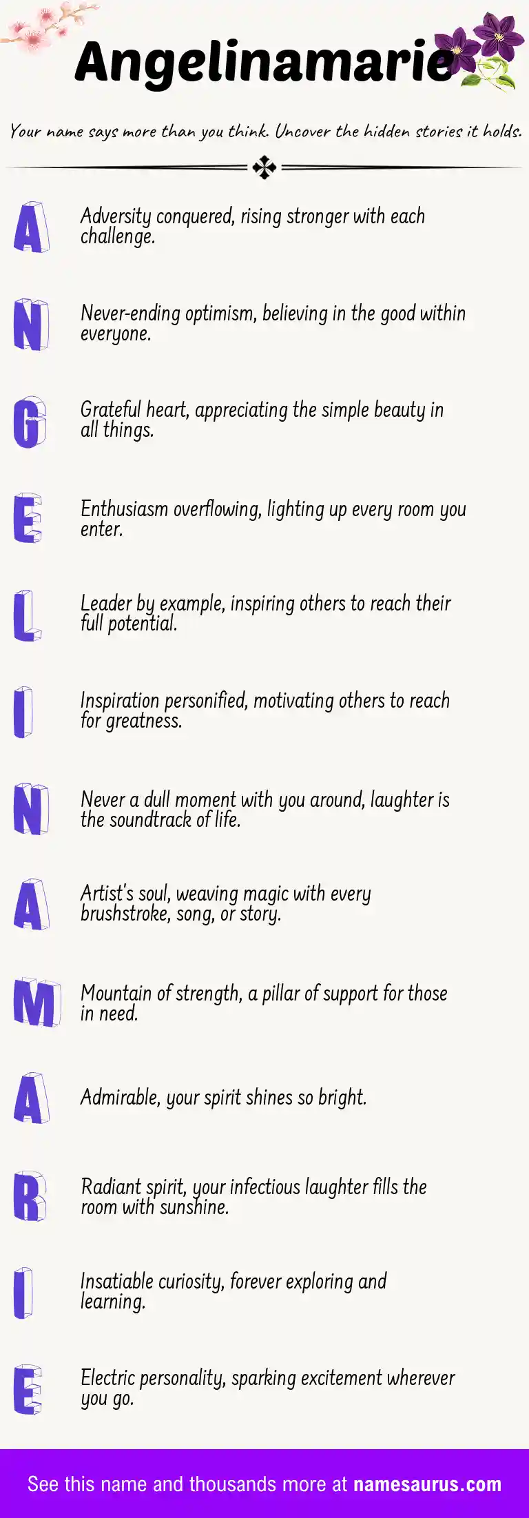 Acrostic poem about Angelinamarie.