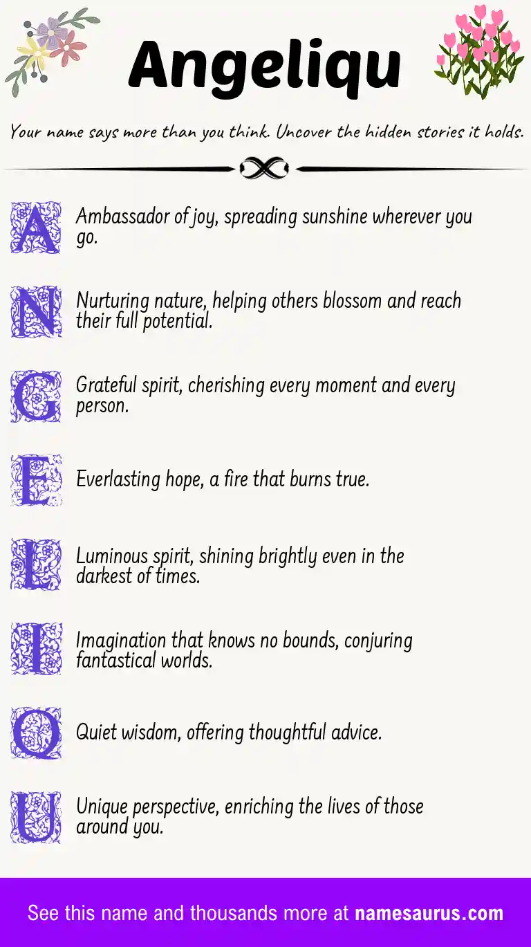 Acrostic poem about Angeliqu.