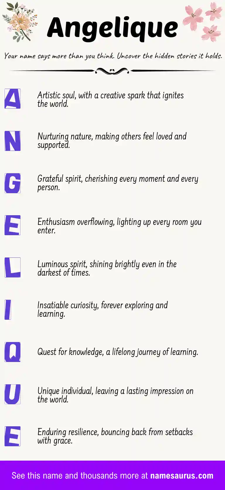 Acrostic poem about Angelique.