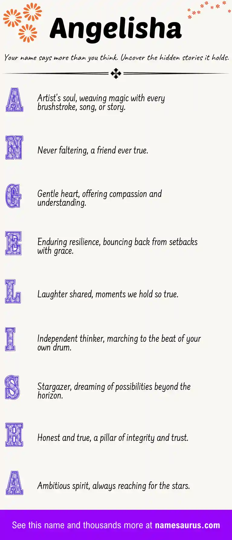 Acrostic poem about Angelisha.