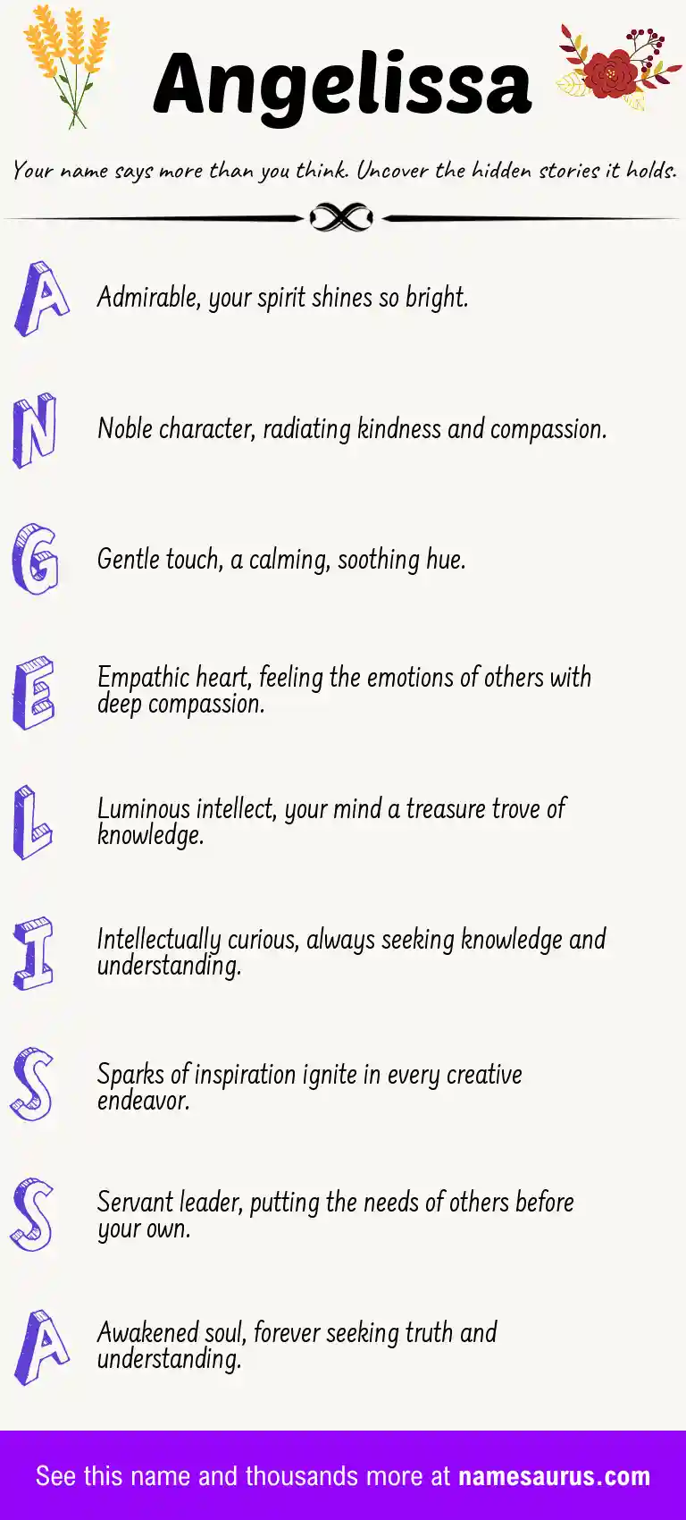 Acrostic poem about Angelissa.