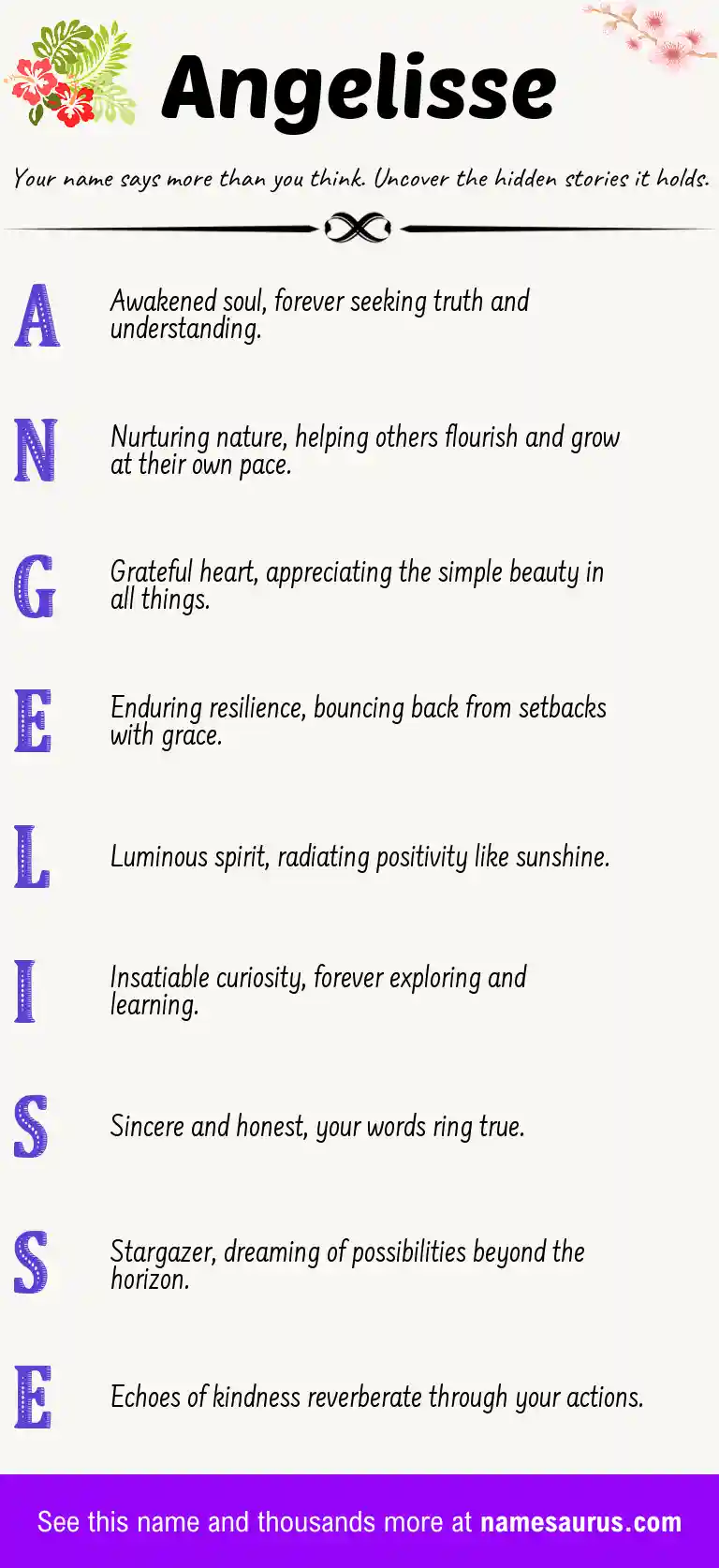 Acrostic poem about Angelisse.