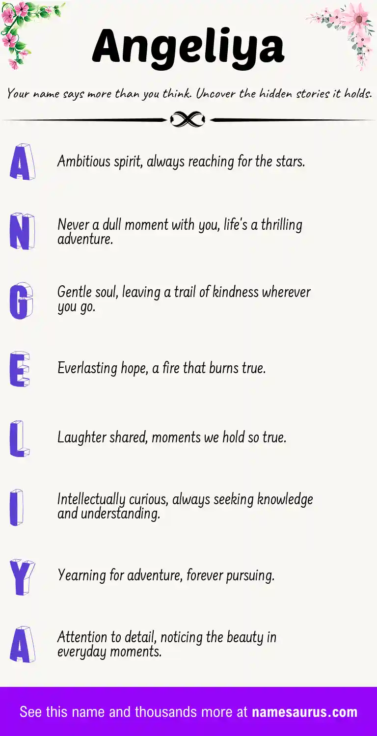 Acrostic poem about Angeliya.