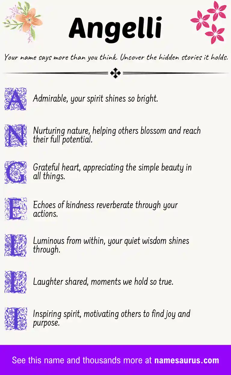 Acrostic poem about Angelli.