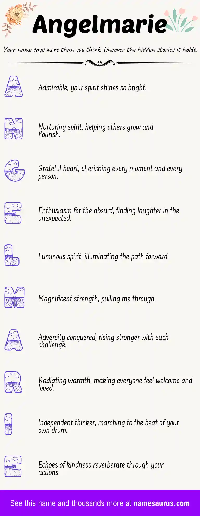 Acrostic poem about Angelmarie.