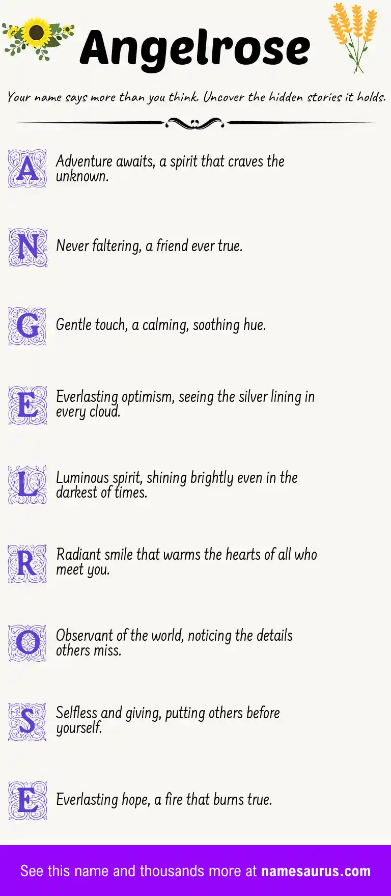 Acrostic poem about Angelrose.