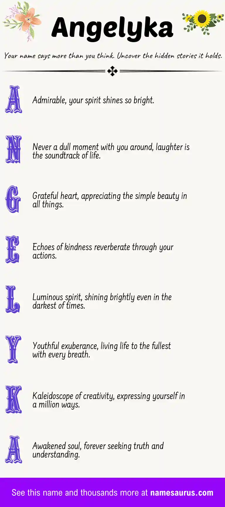 Acrostic poem about Angelyka.