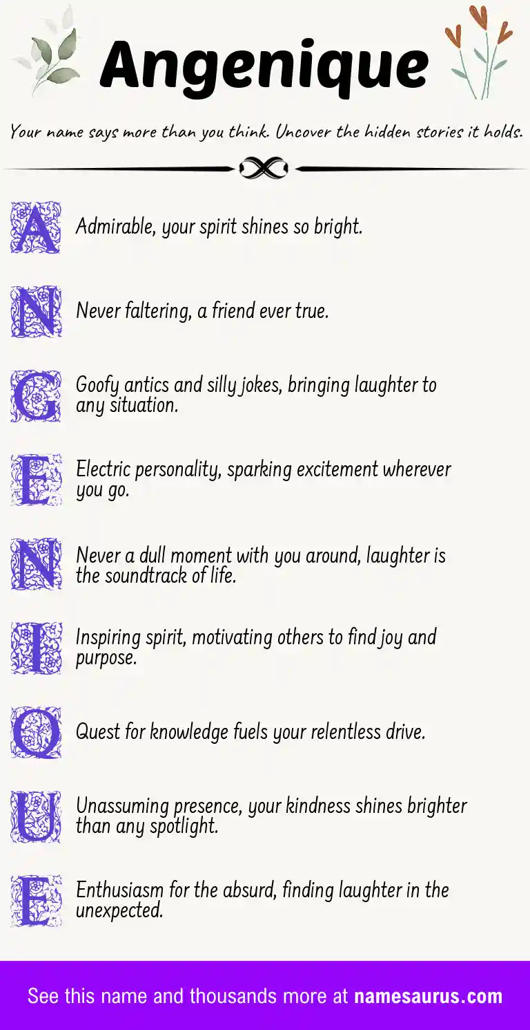 Acrostic poem about Angenique.