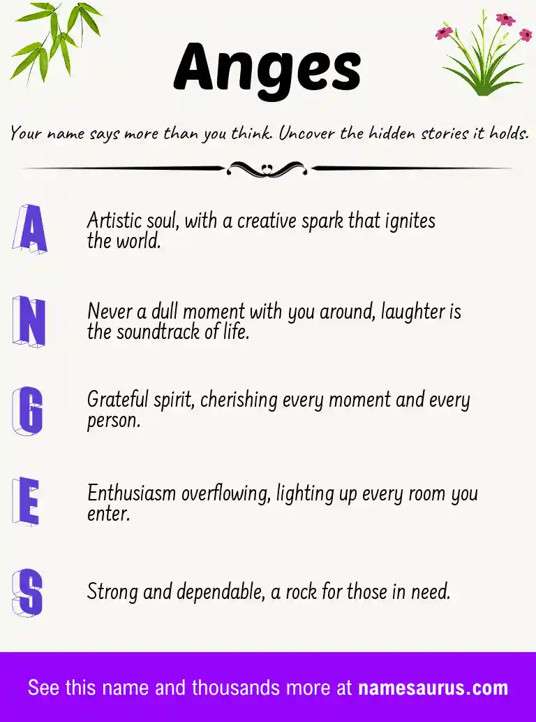Acrostic poem about Anges.